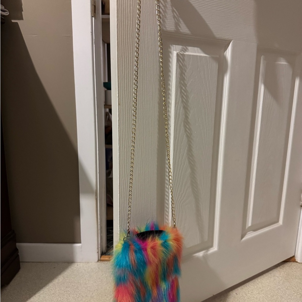 Colorful Faux Fur Crossbody Bag - Picture 2 of 3